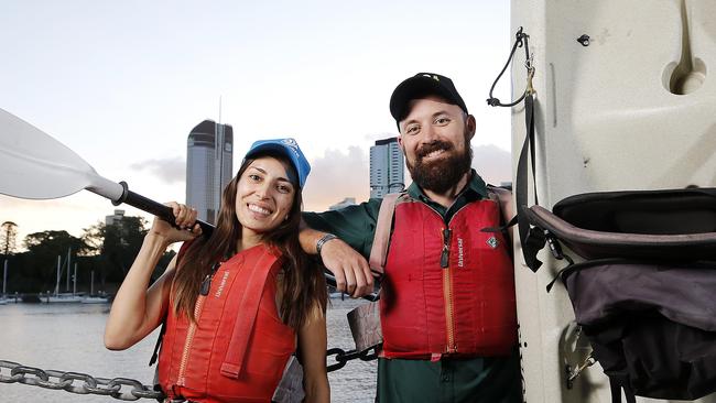 Isabella Auld and Ty Clark, from Riveflife Adventure Centre, where kayaking is once again being offered. Picture: Josh Woning/AAP