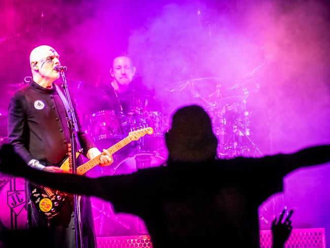 15/04/2023: Billy Corgan of US alternative rock band The Smashing Pumpkins, performing at Eatons Hill Hotel near Brisbane during the first concert of the band's 10-date Australian tour, titled 'The World is a Vampire'. Picture: Andrew Treadwell