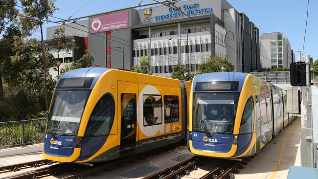 The light rail outside Gold Coast University Hospital. Picture: Glenn Hampson