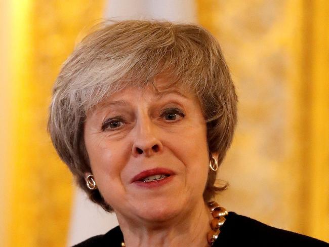 Britain's Prime Minister Theresa May speaks during a joint press conference with and Poland's Prime Minister Mateusz Morawiecki attend at the UK-Poland Inter-Governmental Consultations at Lancaster House in central London on December 20, 2018. (Photo by Alastair Grant / POOL / AFP)