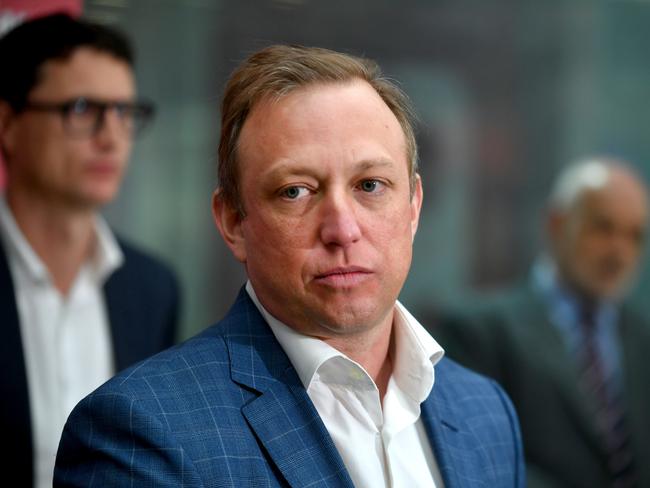 Queensland Premier Steven Miles at Central station. Picture: John Gass