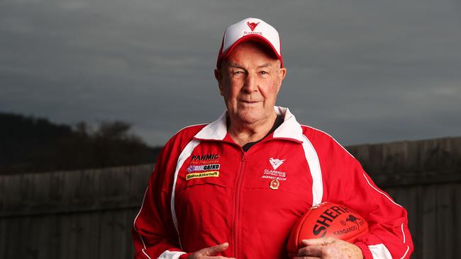 Kevin Palmer who was part of the Clarence Football Club 1970 premiership side and loves Tassie footy and wants us to have an AFL team. Picture: Nikki Davis-Jones