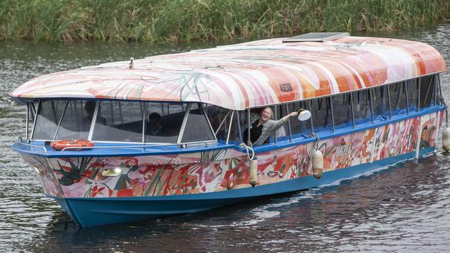 The unveiling of a new artwork by Alice Lindstrom on Popeye. Picture: Brett Hartwig