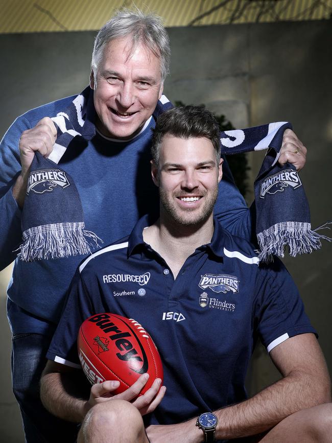 South ruckman Keegan Brooksby with father Phil. Picture: Sarah Reed