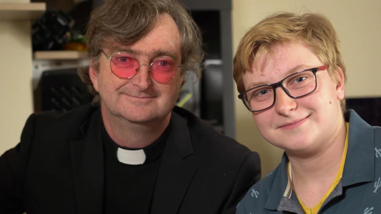Elliot, above with his father Rev Will Nicholas. Picture: Australian Story/ ABC TV