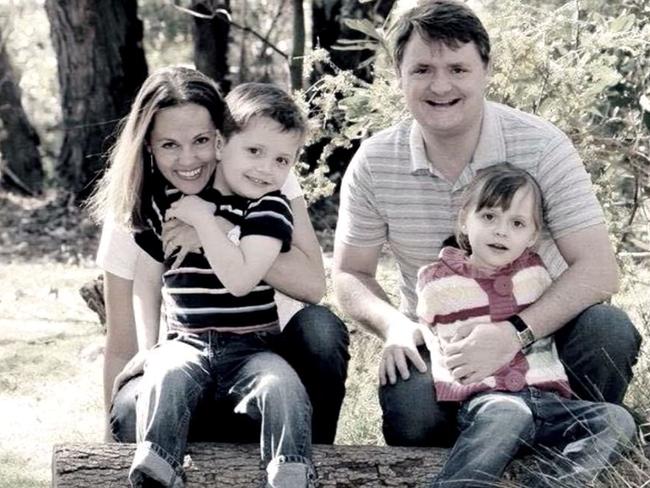 A photo shown in a tribute to the Lutz-Manrique family at their funeral shows Maria and Fernando with children Martin and Elise. Picture: Supplied