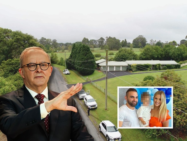 Anthony Albanese, a road in Dural where the caravan hoax was found, and businessman Sayet Erhan Akca, alleged to be behind the plot, right.