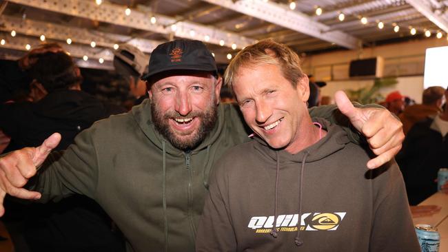 James Brydon and Glyndyn Ringrose at the WSL Gold Coast Pro 2025 after party at Burleigh Pavilion for Gold Coast at Large. Picture, Portia Large.