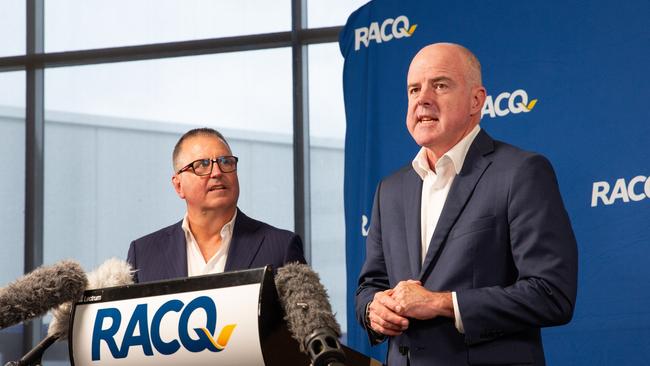 IAG managing director and chief executive Nick Hawkins and RACQ managing director and group chief executive David Carter. Photo: RACQ