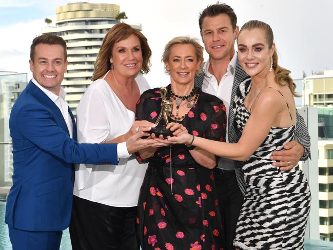 Gold Logie nominees Grant Denyer, Tracy Grimshaw, Amanda Keller, Rodger Corser and Jessica Marais (AAP Image/Darren England)