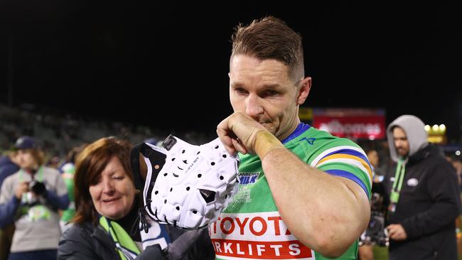 There were emotional scenes in Canberra when Jarrod Croker played his 300th game for the club. Picture: Mark Nolan/Getty Images