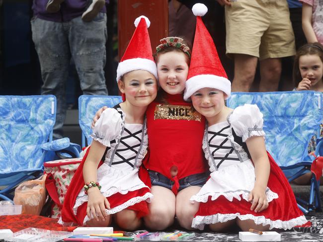Evie Mihal 8, Penny Kertesz 7, Rosa Mihal 6. Hobart Christmas Pageant 2024. Picture: Nikki Davis-Jones