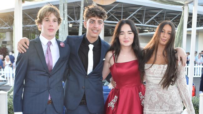 Grace O'Brien, Harrison Teague, Charlotte Evans, Myles Elliott at the Caloundra State High School formal 2024.