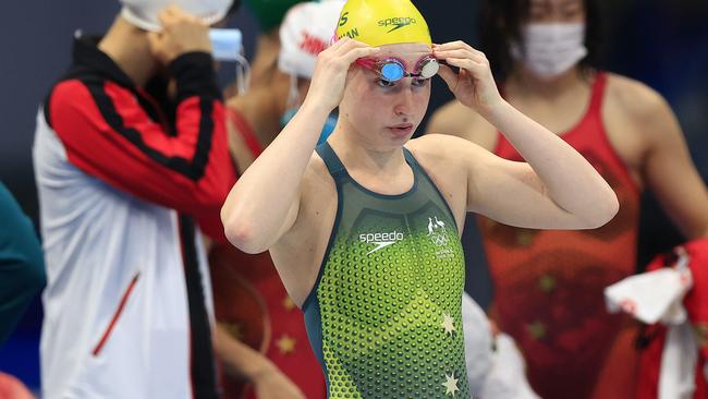 Mollie O'Callaghan competes in the heats of the women’s 4x200m freestyle relay in Tokyo. Picture: Adam Head