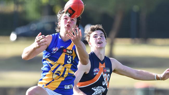 Eddie Ford models his game on Fremantle superstar Nat Fyfe. Picture: AAP Image/James Ross