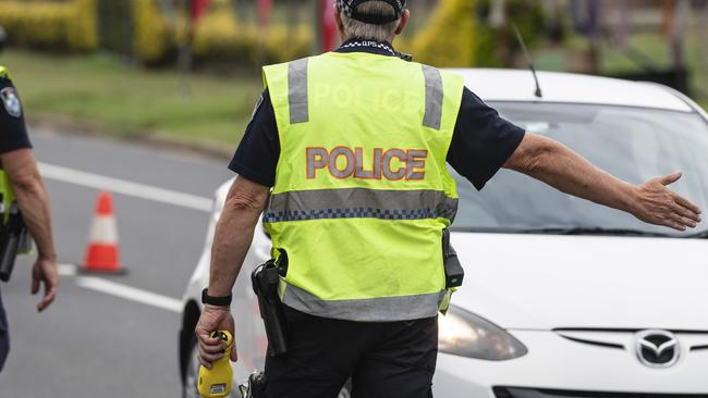 High-visibility police operation and RBT on Toowoomba Connection Rd at Withcott, part of Easter road safety campaign, Thursday, April 6, 2023. Picture: Kevin Farmer