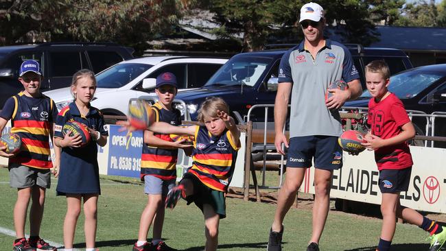 Adelaide Crow Bryce Gibbs at the Crows super clinic at Strathalbyn Oval. Picture: Dylan Coker