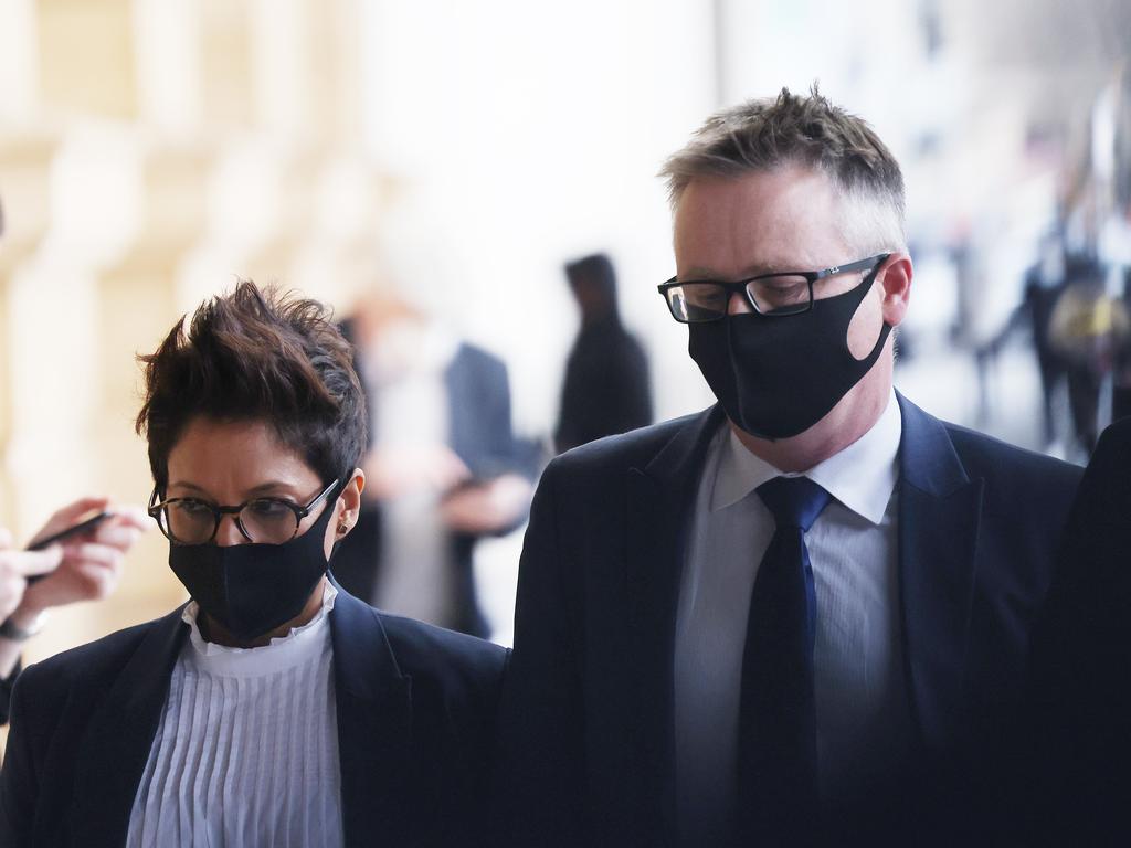 McGavigan, who arrived at court with his wife Jay (left), was handed down a one-year non parole period with his jail sentence. Picture: David Mariuz / NCA NewsWire