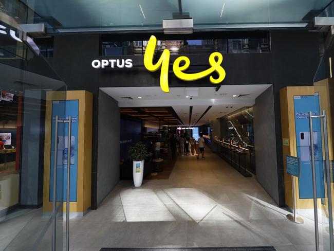 The Optus store in Sydney’s George Street features smartphones and accessories on display. Picture: Supplied