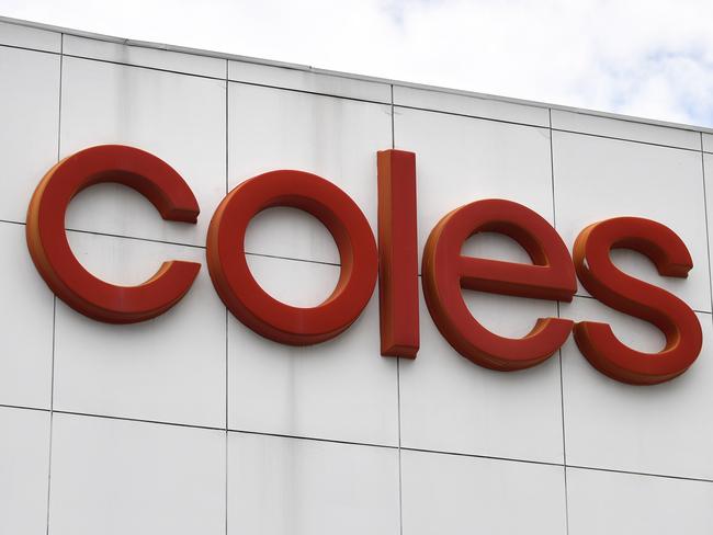 BRISBANE, AUSTRALIA - NewsWire Photos - SEPTEMBER 22, 2020.A Coles supermarket sign above a store in Brisbane. Coles outlets across Queensland will become fully powered by renewable energy sources by 2022.Picture: NCA NewsWire / Dan Peled