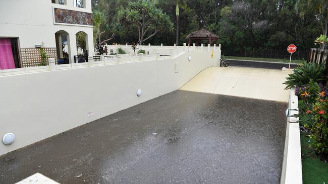 Water pools into the underground car park at the Nirvana Condotels, Coolum Beach. Picture: Patrick Woods / Sunshine Coast Daily.