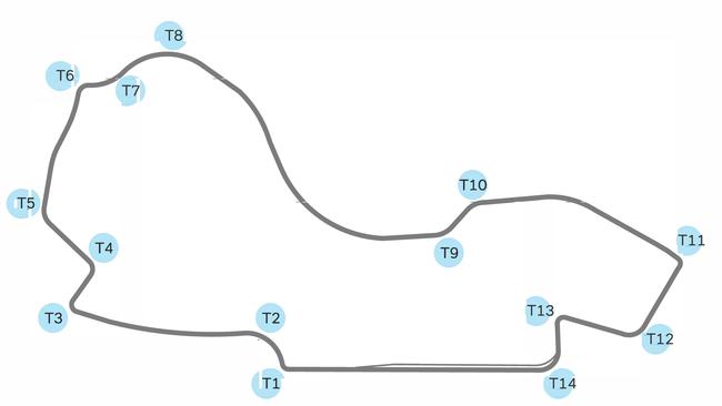 A new map of the Albert Park Formula One circuit after track upgrades. Source: Supplied