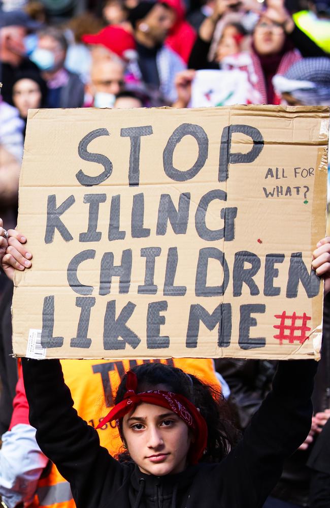 Members of the public gather to commemorate the catastrophic massacres of Palestinians in 1948 which caused the displacement and destruction of over 700,000 Palestinians, at Town Hall in Sydney, Australia. Picture: NCA NewsWire / Gaye Gerard