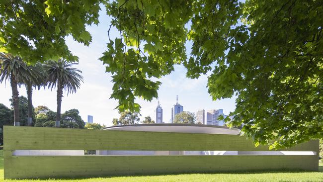 Exterior view of MPavilion 10, designed by Tadao Ando, located in the Queen Victoria Gardens in Melbourne. Picture: John Gollings