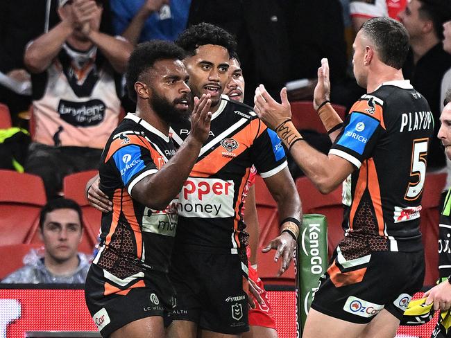 The Wests Tigers have survived a second-half surge from the Dragons to claim victory. Picture: Getty Images