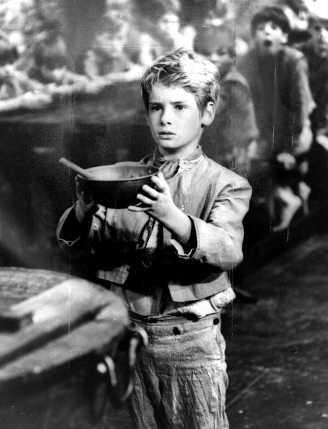 Child star Mark Lester in scene from 1968 film Oliver!