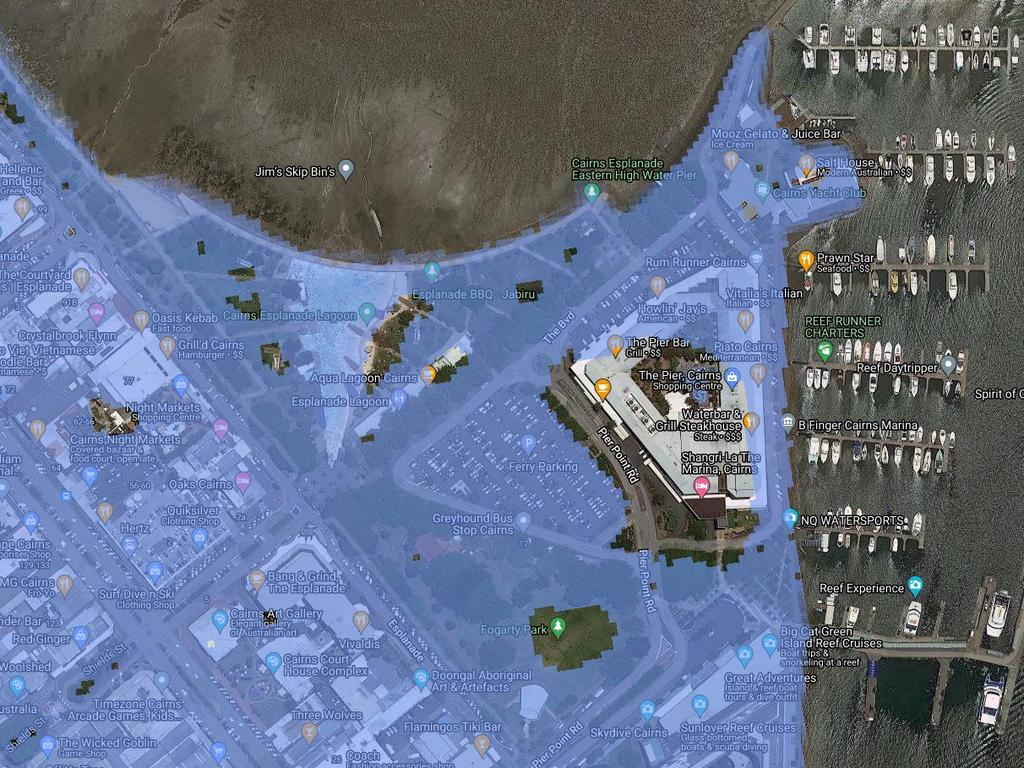 Cairns Esplanade in 2100 as depicted by the Coastal Risk Australia Map.