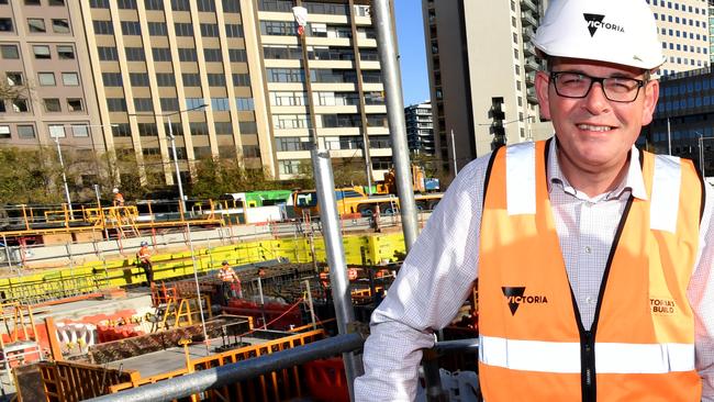 Premier Daniel Andrews at the Metro Tunnel construction site. Picture: AAP