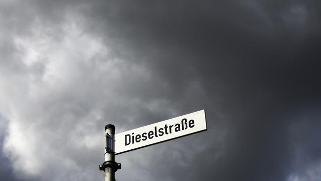 The street sign of the Dieselstrasse (Diesel Street) in Wolfsburg.