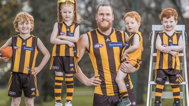 NAB are calling on parents to enter their kids in their latest AFL lookalike campaign. Picture: Jason Edwards