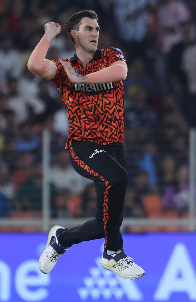 Pat Cummins in action for the Sunrisers Hyderabad against Gujarat Titans. Picture: Pankaj Nangia/Getty Images