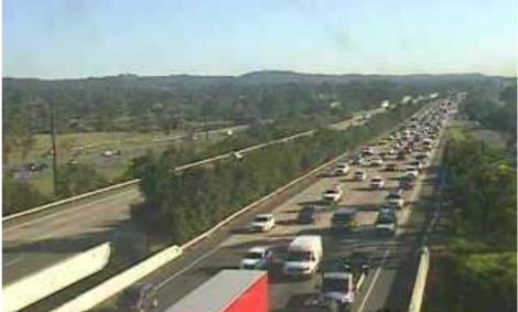 Kilometres of delays on the Gold Coast M1 after multiple crashes. Picture: Department of Transport and Main Roads.