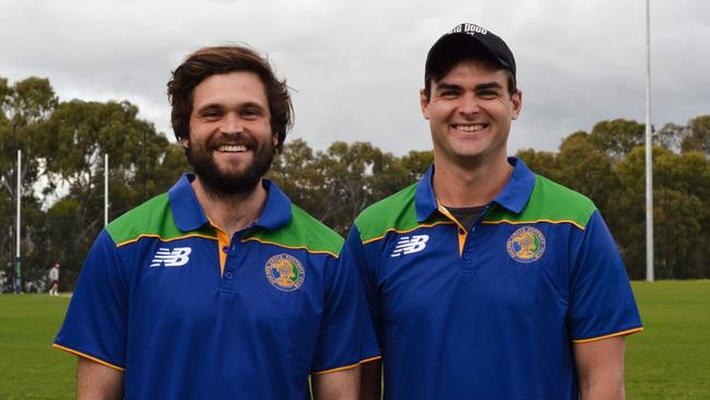 New Golden Grove recruits and Norwood premiership players Cam Shenton and Lewis Johnston. Picture: Golden Grove Football Club