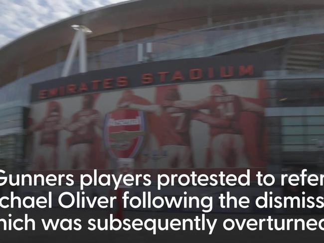 Arsenal charged after players confronted referee over Myles Lewis-Skelly red