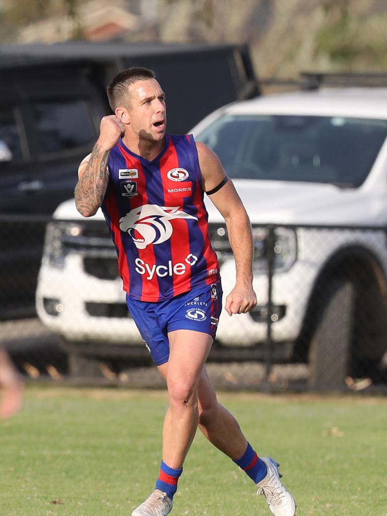 Bell Post Hill's no.16 celebrates a goal. GDFNL - Bell Post Hill v Thomson. Picture: Alan Barber