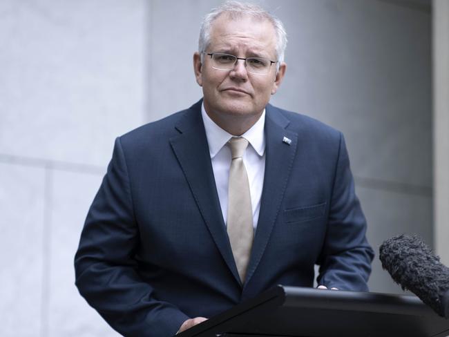 CANBERRA, AUSTRALIA-NCA NewsWire Photos  January 01 2021.Prime Minister Scott Morrison during his first political press conference in Parliament House Canberra, for 2021.Picture: NCA NewsWire / Gary Ramage