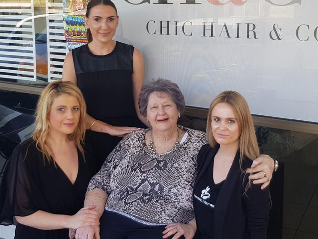 Chic Hair &amp; Co staff members Amanda Donovan, Hannah Corrigan and Kirra Byrne saved client Shirley Ryan after a fall left her stuck on her floor for nearly two days.