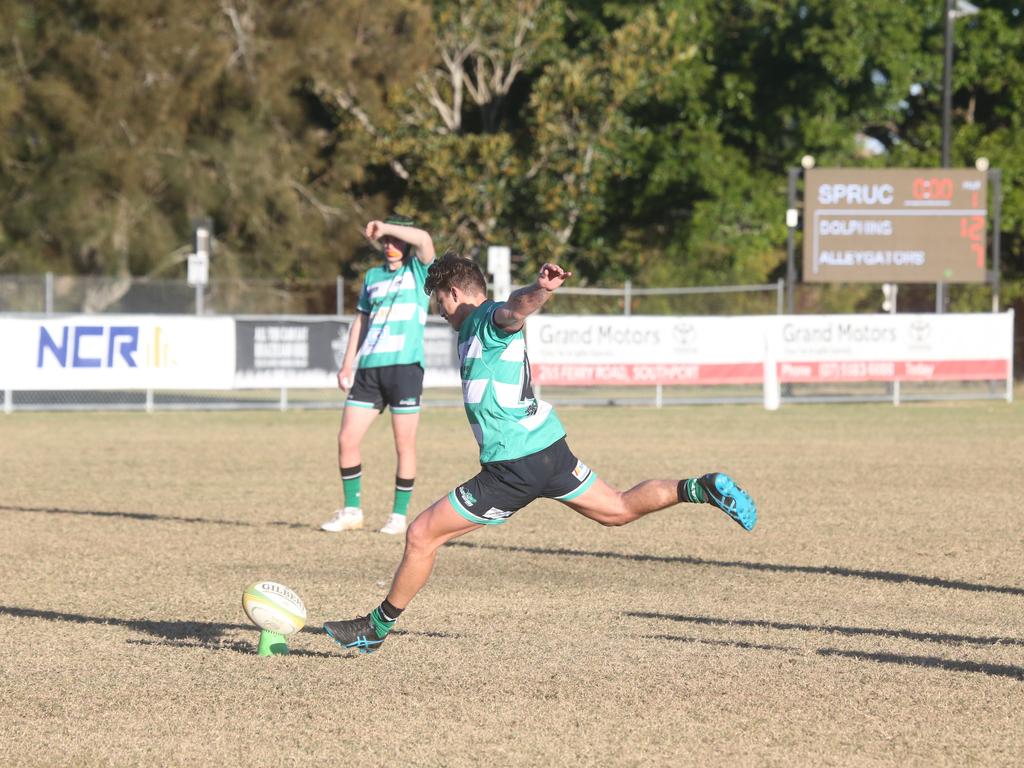 GCDRU round 11 first grade - Surfers Paradise Dolphins vs. PBC Alleygators. Samuel Morley. 22 June 2024 Surfers Paradise Picture by Richard Gosling