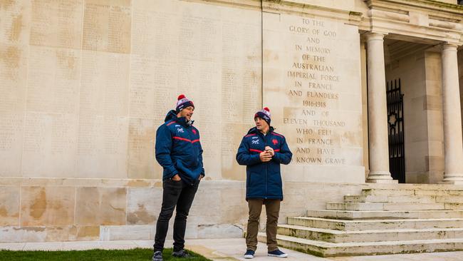 Cronk during the Roosters’s trip to the Australian National Memorial at Villers-Bretonneux. Image: Roosters Digital