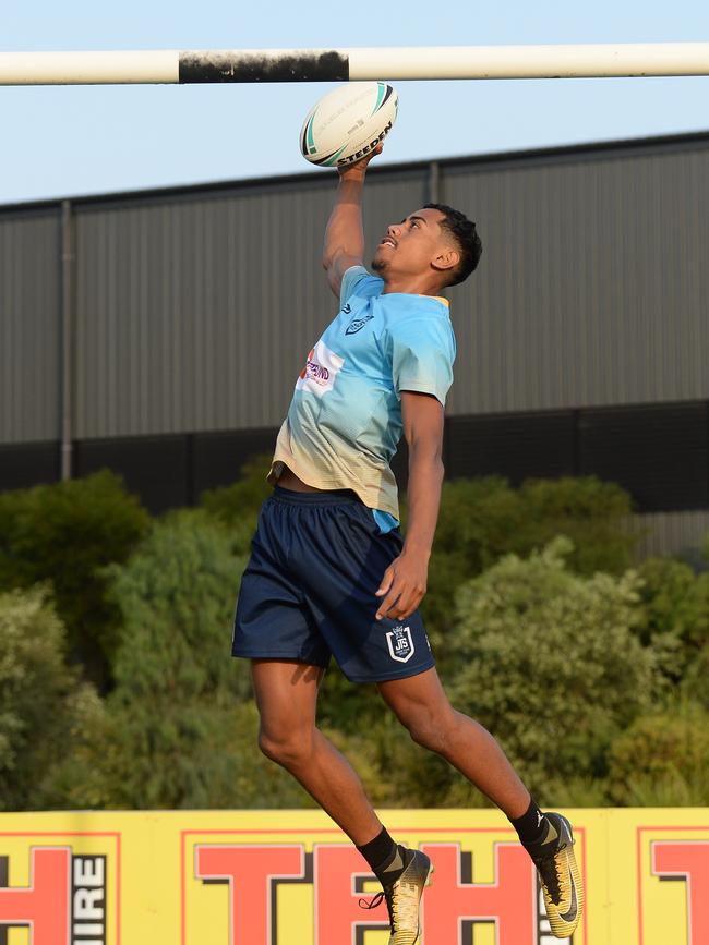 The Titans Junior Titans System players training at Parkwood. Jahream Bula is also a handy basketball player. Picture: Lawrence Pinder