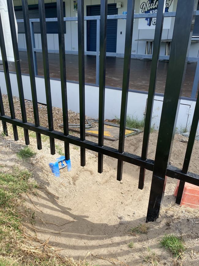 The gap made by soccer-mad local kids to access the pitch. Picture: Supplied