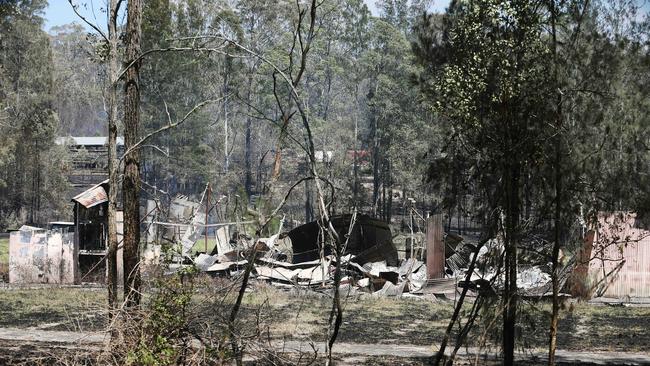 A farm holding destroyed at Rainbow Flat on the NSW mid-north coast. Picture: Peter Lorimer.