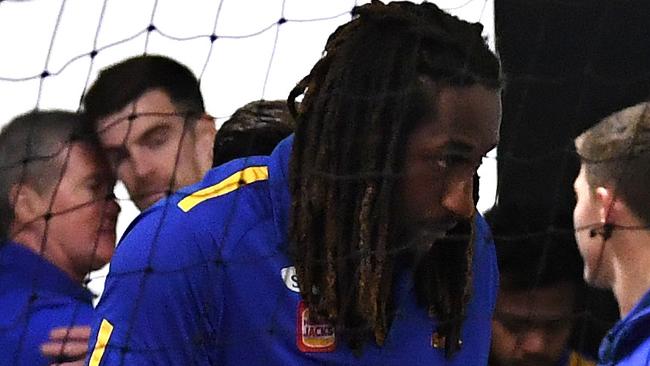 West Coast fears the worst after Nic Naitanui’s knee injury against the Pies. Picture: AAP