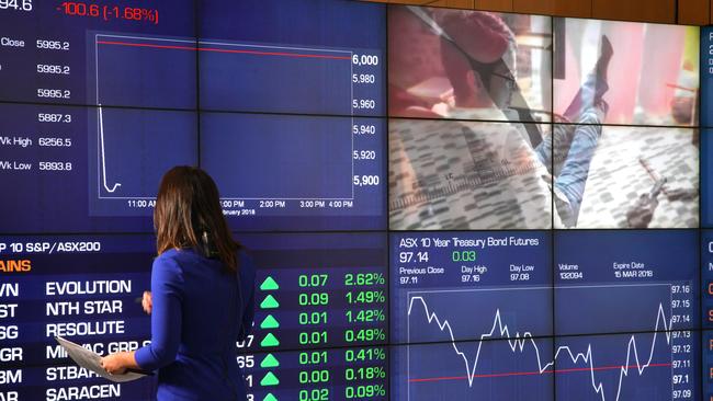 Market trading boards at the ASX. Picture: AAP