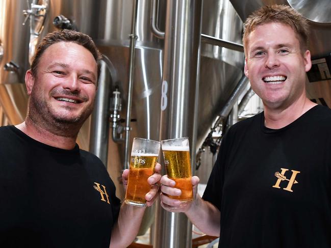 Winner of Australia's best job Jack Brew (right) and Head Brewer at Heads of Noosa, Lance Masterton. Picture: Patrick Woods.