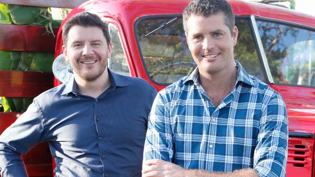 Former <i>My Kitchen Rules</i> judges Manu Feildel and Pete Evans in 2012. Picture: Cameron Laird